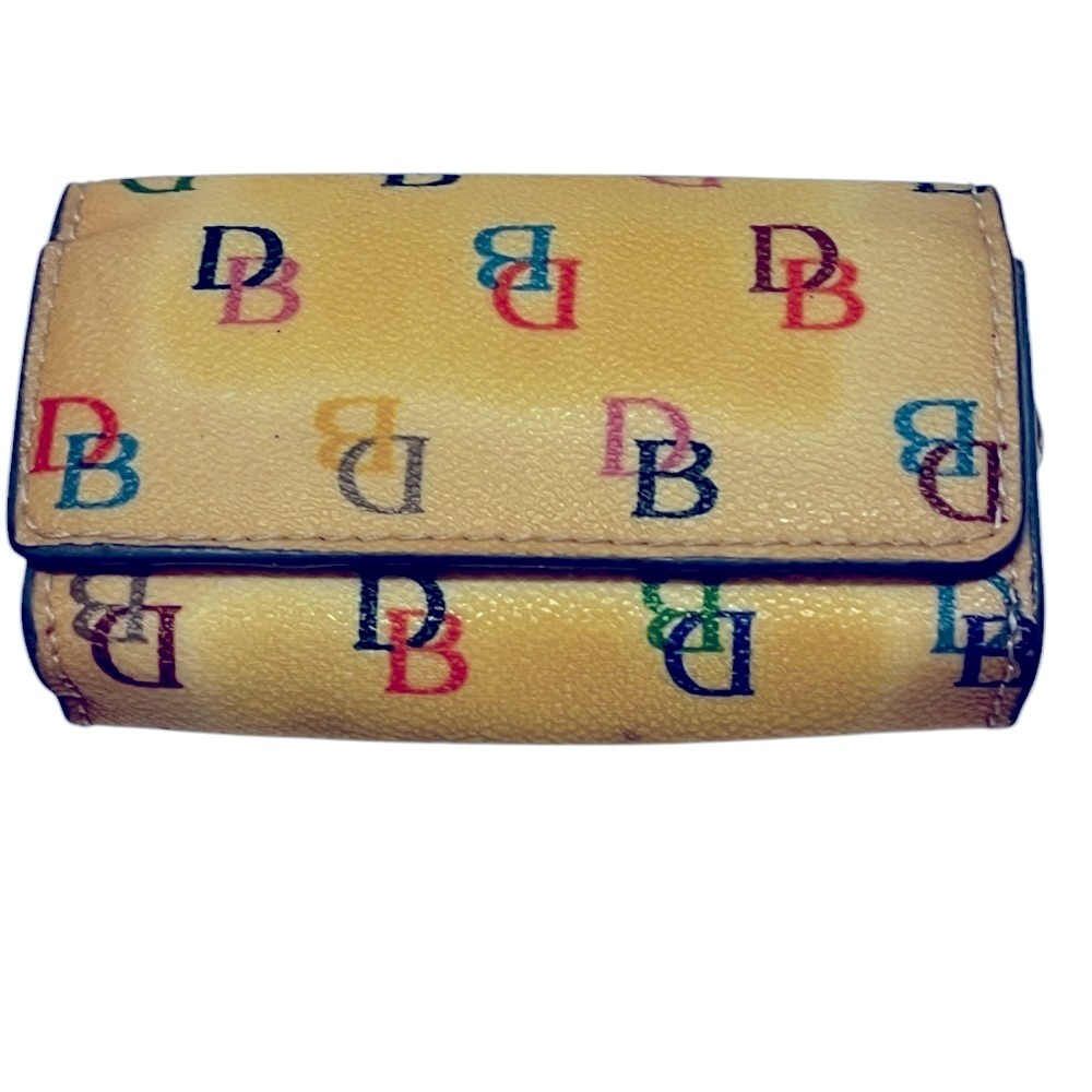 DOONEY & Bourke Cream Beige Rainbow Multicolor Monogram DB Logo Magnet CC Wallet